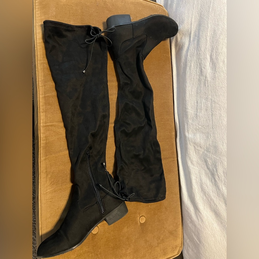 Black Suede Over-the-Knee Women's Boots